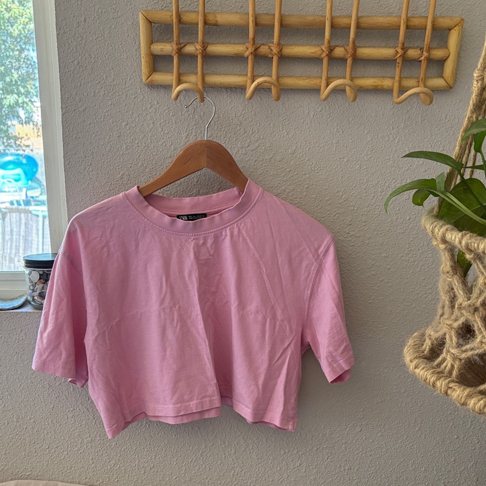 Zara crop Pink Top